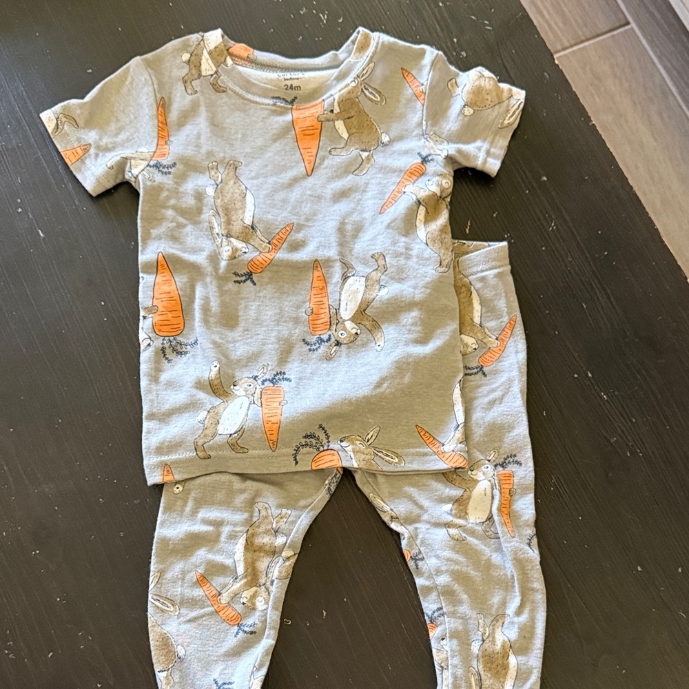Carter's Gray Pajama with Orange Carrot Design